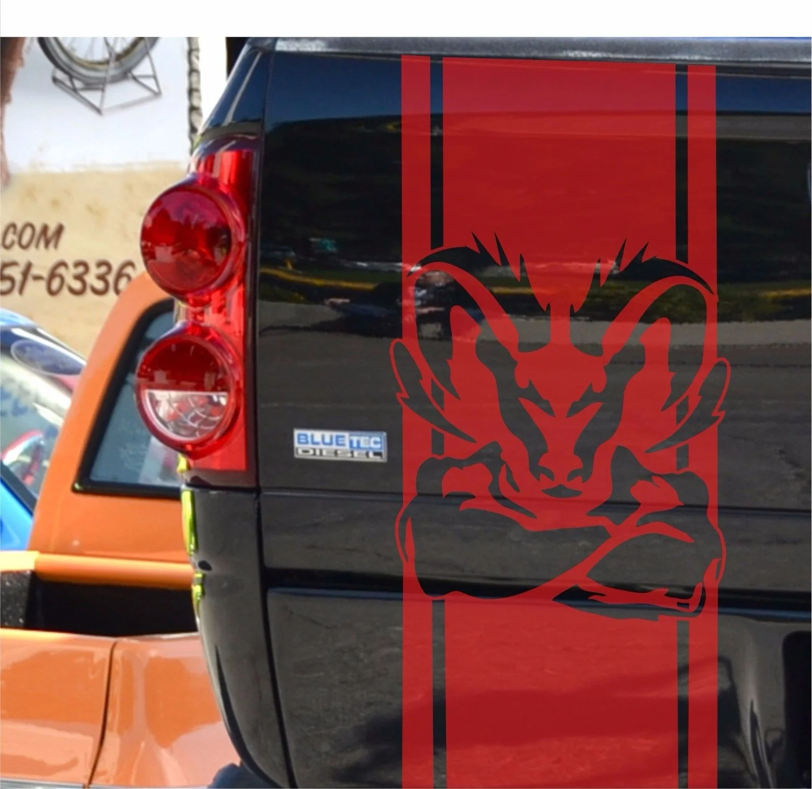 

For (2Pcs) Dodge Ram 1500 5.7 L vinyl sticker, tailgate decal, stripe mopar rebel hemi logo
