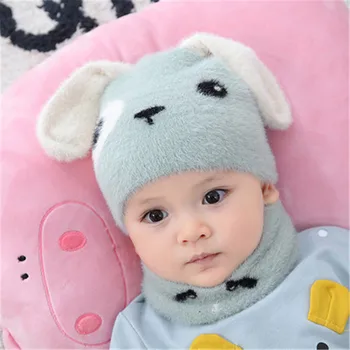 

Baby New Arrival Hats Scarf Set Winter Baby Bunny Ears Plush Knitted Warm Caps Beanies Infant 6 Colors Cute Cartoon Crochet Hats