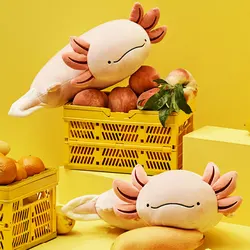 Novo axolotl brinquedo de pelúcia kawaii bonito dos desenhos animados rosa axolotl macio recheado travesseiro boneca para crianças aniversário natal 28cm