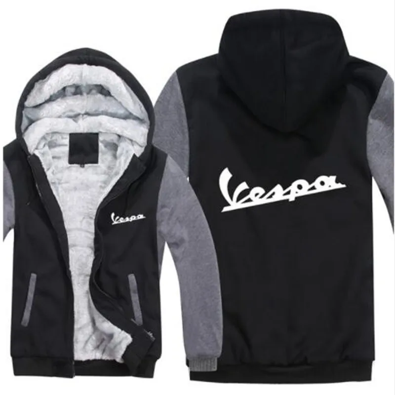 Vespa толстовки зимняя мужская куртка повседневная шерстяная подкладка флисовая Vespa скутер толстовки пуловер с капюшоном