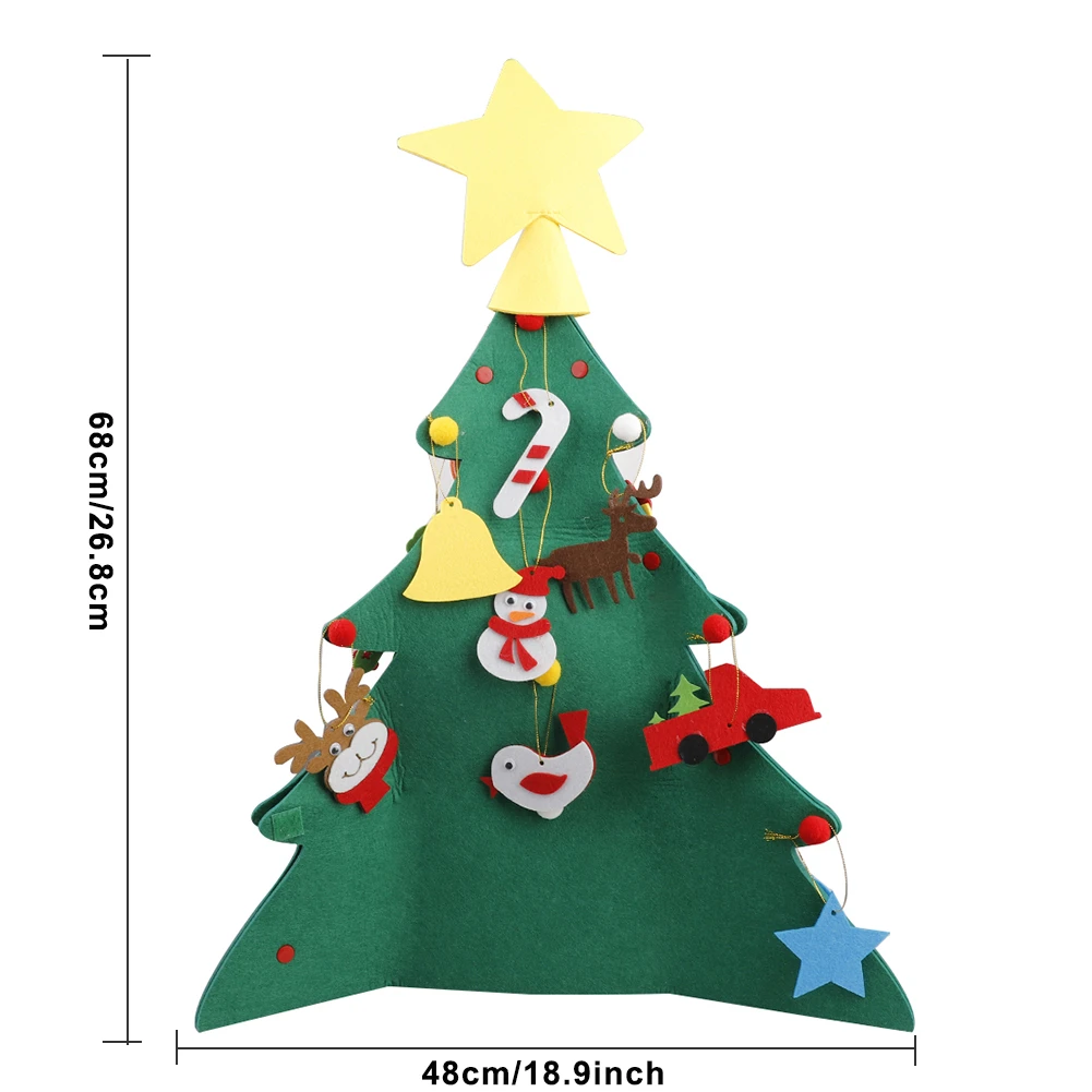 Creative DIY Felt Christmas Tree Decorations Set Kids Gifts New Year's Door Wall Hanging Ornaments Xmas Tree Snowman Santa Claus
