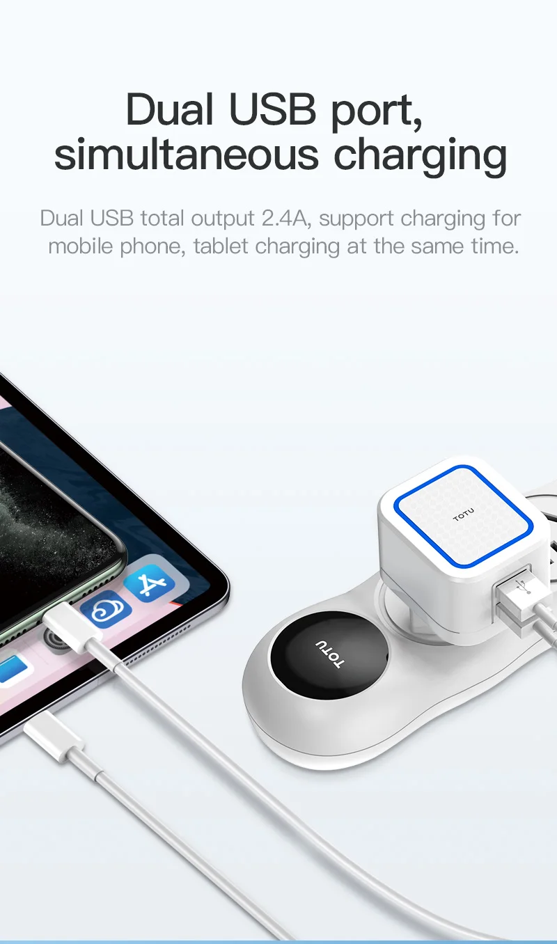 TOTU 2.4A ЕС Великобритания штекер двойной USB быстрое зарядное устройство для iPhone зарядное устройство для samsung Xiaomi телефон настенное зарядное устройство адаптер