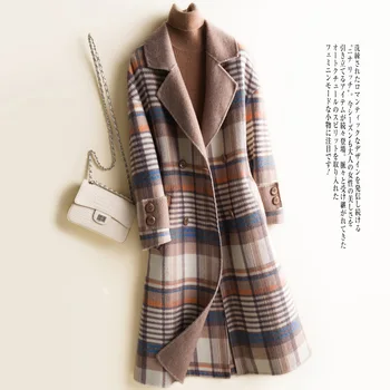

Spring Autumn 100% Wool Coat Female Lelegant Ladies Long Woolen Jacket Women Manteau Femme 2020 Korean Vintage Blend Coats 8137