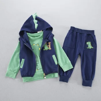

2020 Boys Dinosaur Clothes 3 Three Pieces Hooded Jacket+t-shirt+pants Kids Boys Clothing Sets Tracksuits Sport Suits 3-10 Years
