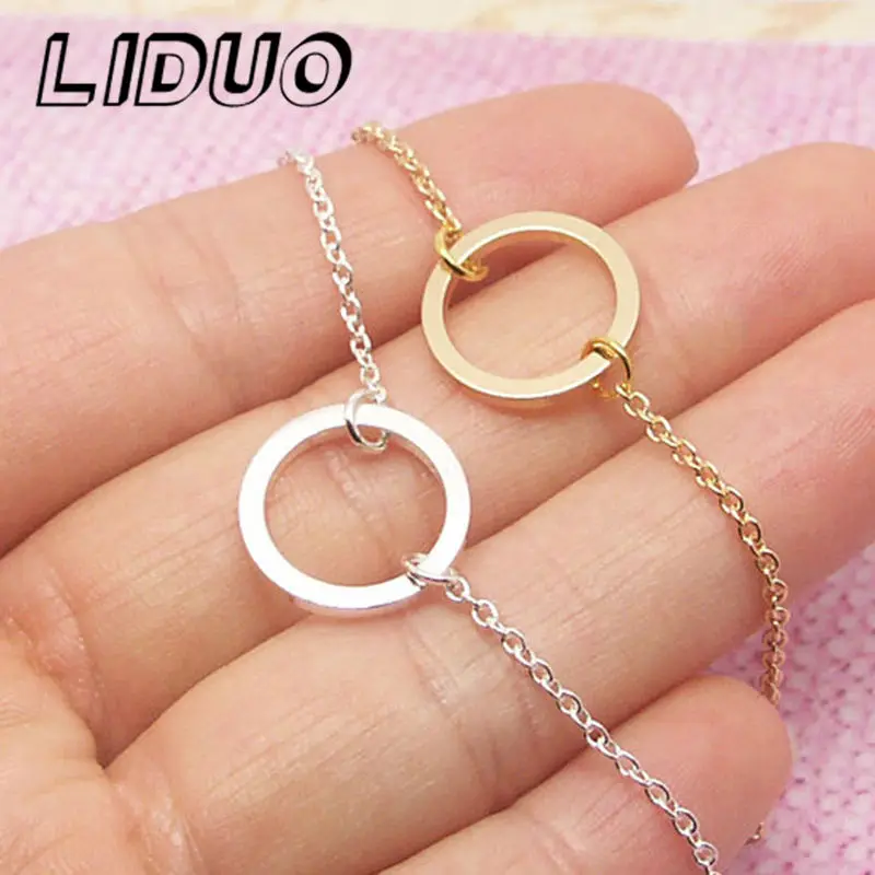 LIDUO винтажные изящные круглые подвески для женщин простая металлическая цепь