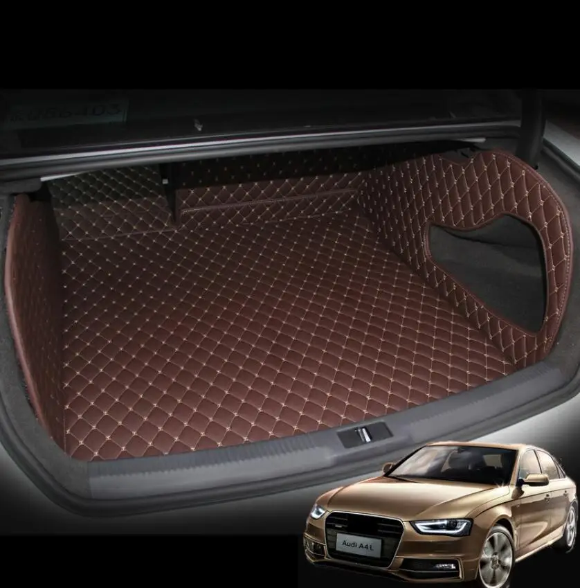 Кожаный коврик для багажника автомобиля Коврики для багажника для Audi A4 2007 2008 2009 2010 2011 2012 2013 A4 B8 аксессуары