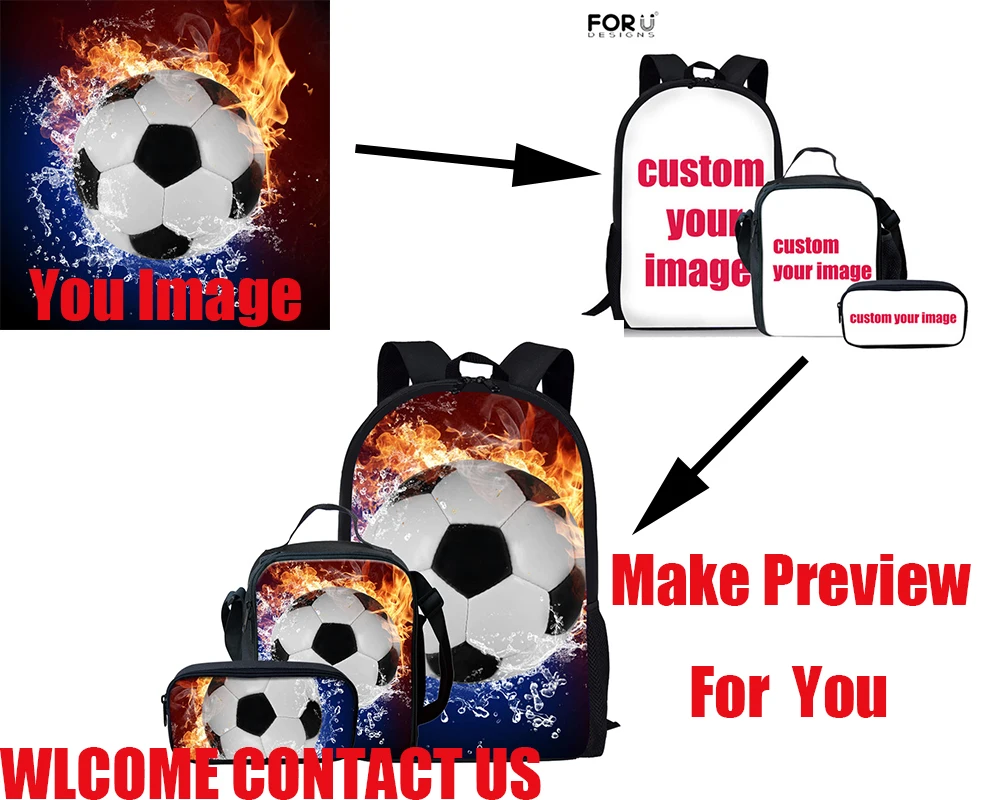3Pcs School Bags Men Club Clown Backpack 3D Prints Art Schoolbags Black Bookbags For Teenager Girls