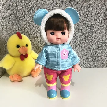 

25cm doll clothes Mellchan doll clothes accessories cute bear hooded shirt short sleeves socks suit cotton suit baby clothes