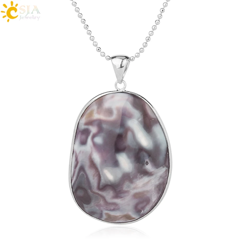 Necklace CSJA, Новое поступление, фиолетовое ожерелье с подвеской в виде ракушки для женщин, модные ювелирные изделия, необычное ожерелье с подвеской в виде ракушек, вечерние подарки, G293 - Окраска металла: Necklace