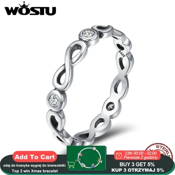 

WOSTU Fashion New 925 Sterling Silver Infinite Blessings Endless Love Finger Rings for Women Sterling Silver Jewelry CQR181