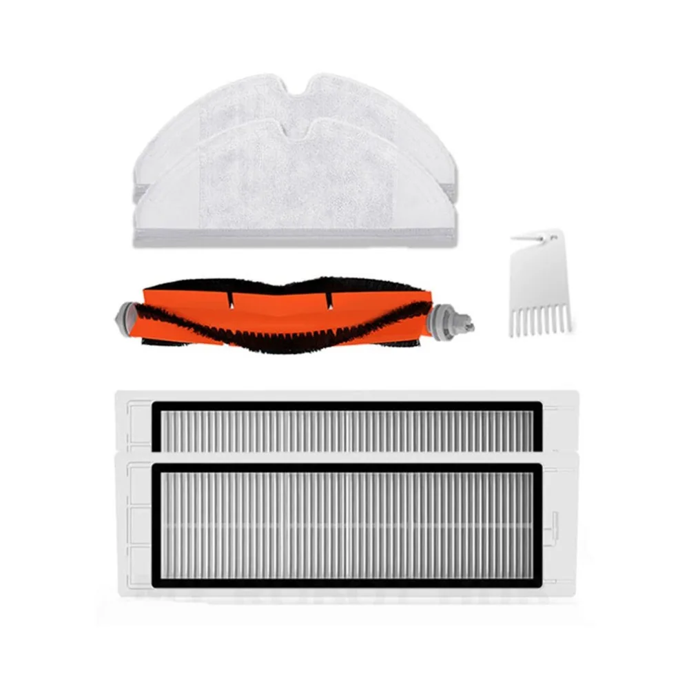 2 шт фильтр сетка+ основная щетка+ 2 шт Швабра ткани подходит для Xiaomi Roborock Робот Запчасти для пылесоса наборы