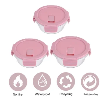 

3Pcs Glass Case Leak-proof Sturdy Durable Bento Box for School Office