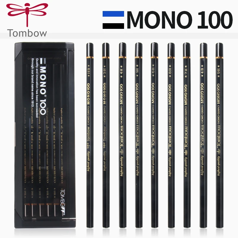 Карандаши для рисования TOMBOW MONO100 черные японские современные деревянные