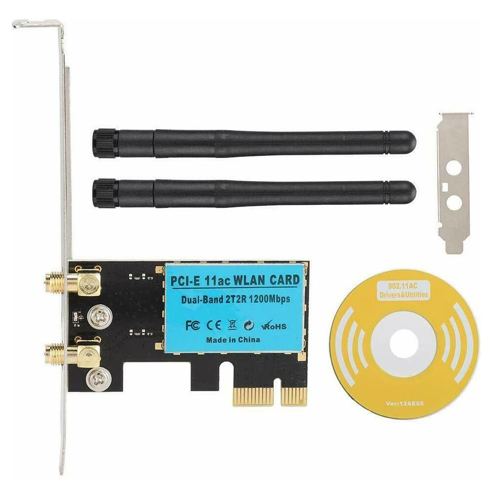 Беспроводная сетевая карта AC1200Mbps PCIe двухдиапазонный адаптер с поддержкой Wi Fi 2 4