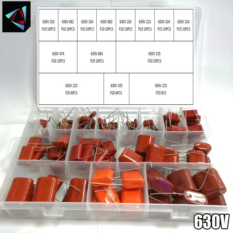 630 в 128 шт./кор. 24 типа 333 682 104 683 103 223 334 224 474 684 155 225 комплект конденсаторов |