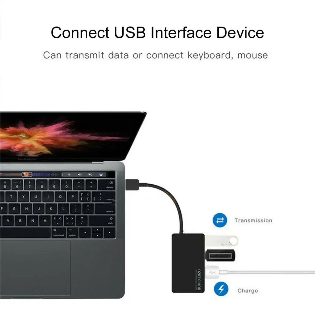 USB 4 Порты и разъёмы концентратор электроадаптер для зарядки кабель для смартфона планшета Высокое Скорость расширения настольных ПК ноутбук адаптер переменного тока