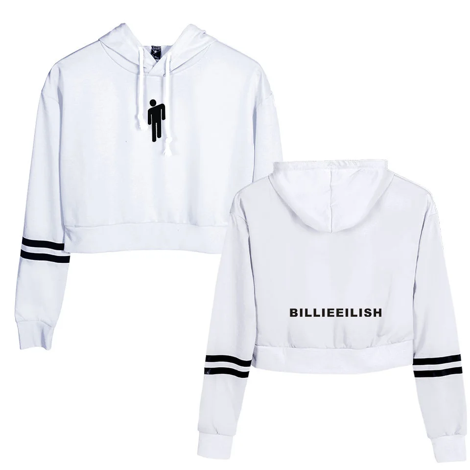 Красивый кроп Топ Billie Eilish толстовка с капюшоном, женские толстовки высокого качества Весна осень сексуальные толстовки Billie Eilish одежда