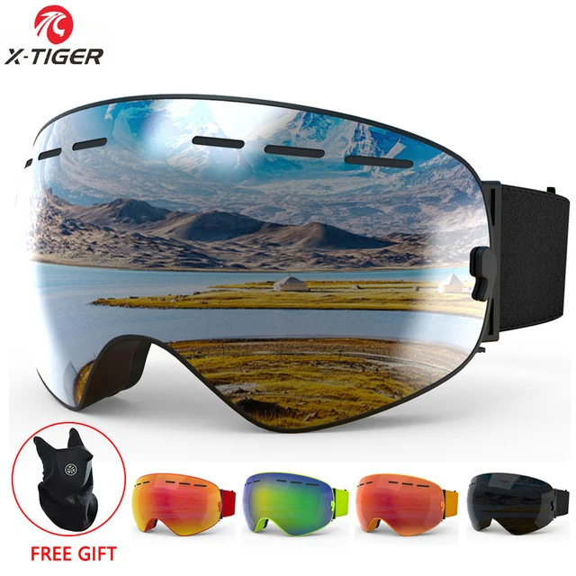 US $19.59 XTIGER Brand Ski Goggles Unisex Ski Glasses Double Layers UV400 AntiFog Big Ski Mask Glasses Skii