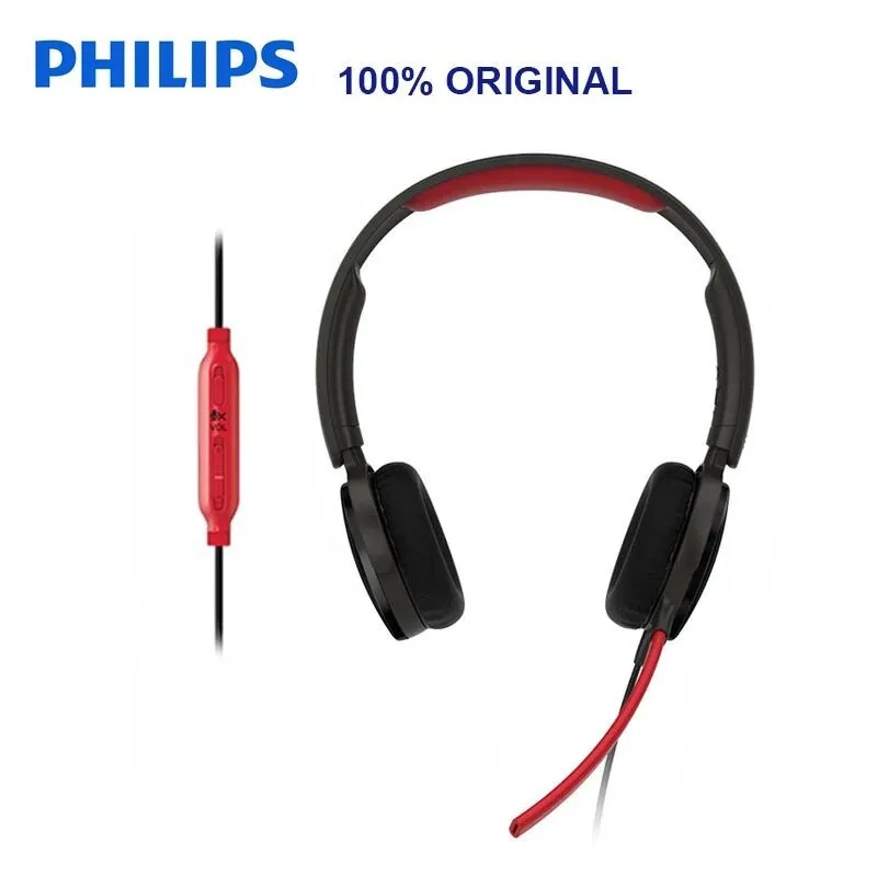 Philips SHG7210 Игровые наушники с микрофоном 2 метра длинный провод управление наушники для Xiaomi MP3 плеер официальный тест