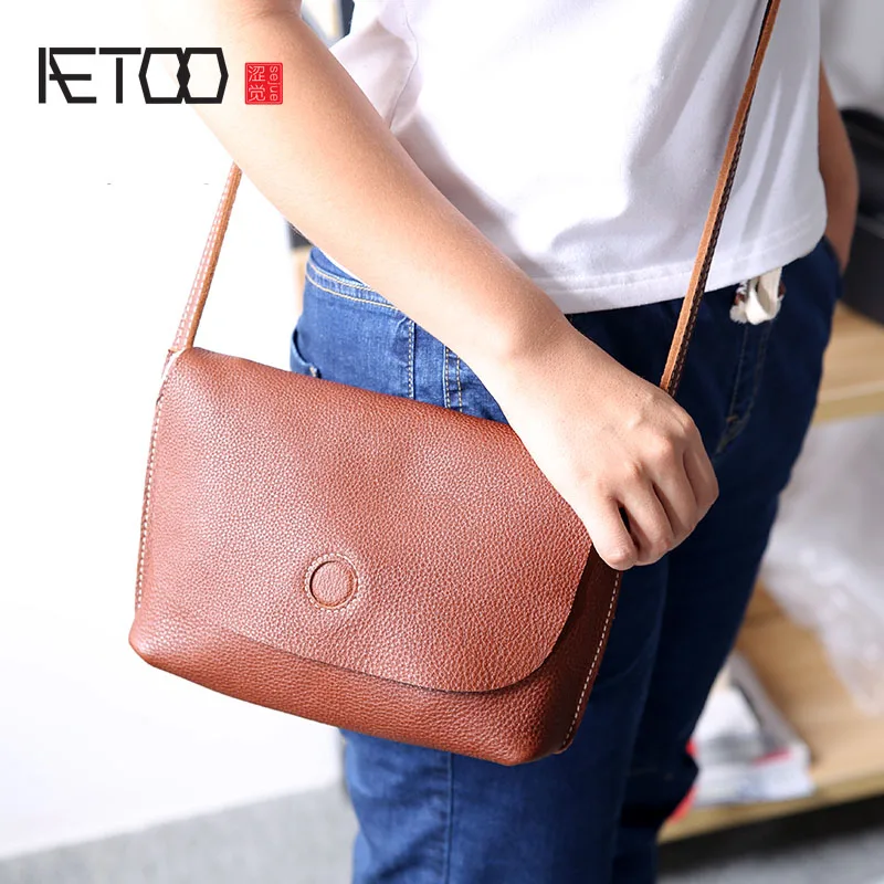 

BJYL Retro leather handmade mothers bag head layer of leather simple mini bag bag shoulder Messenger bag