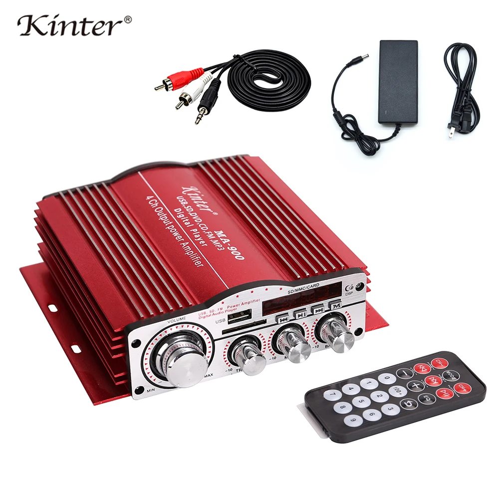 Kinter MA 900 мини усилитель аудио 4.0CH 30 Вт DC12V питания 5А адаптер кабель алюминиевый