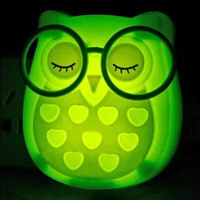 Owl cartoon shape light-controlled night light Energy-saving light-controlled intelligent LED sensor light baby care night light dinosaur night light Night Lights