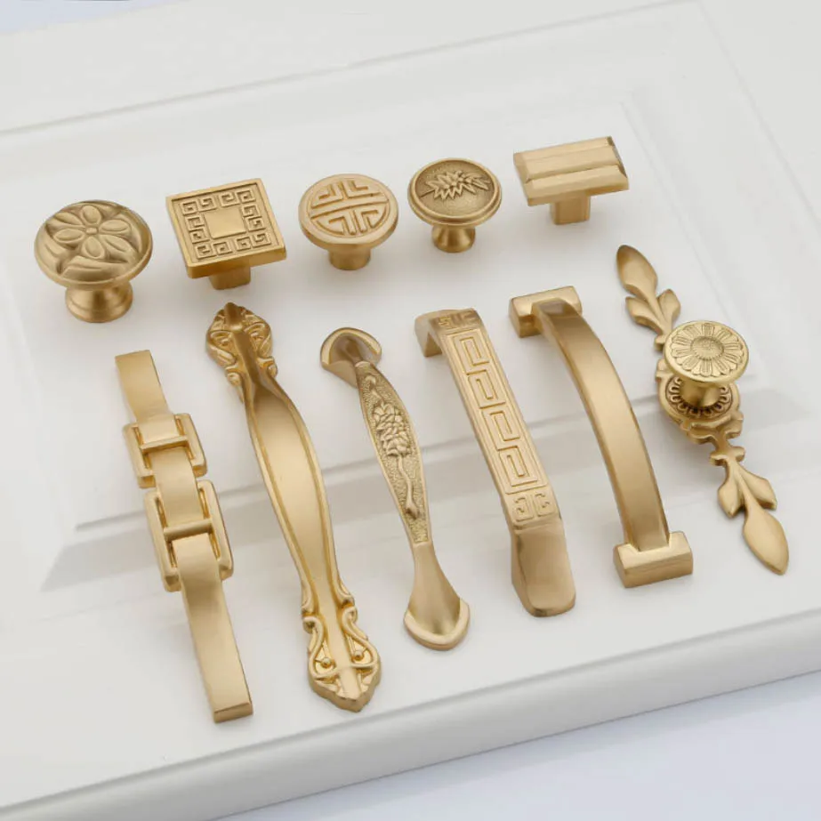 

2pcs Pure Copper European Furniture Handles Brass Cabinet Knobs and Handles Kitchen Handles Drawer Knobs Cupboard Pulls