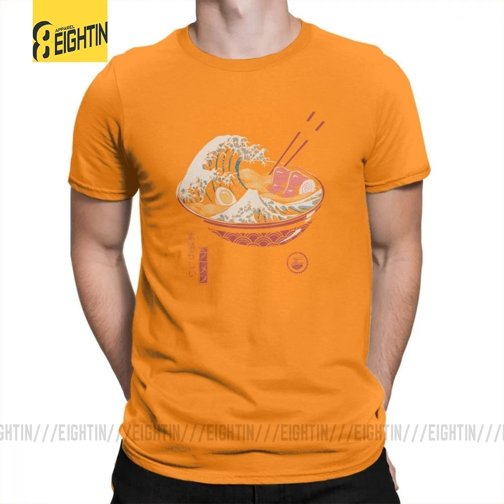 Great Ra мужские японские футболки Harajuku с круглым воротником, мужские футболки, горячая распродажа, футболки с принтом, футболки с коротким рукавом из очищенного хлопка - Цвет: Оранжевый
