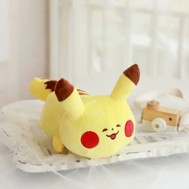 Takara Tomy Pokemon Pikachu плюшевая игрушка-подушка с милым выражением, кукла Eevee, Kawaii, аниме, мягкая игрушка для украшения дивана, подарки для ребенка