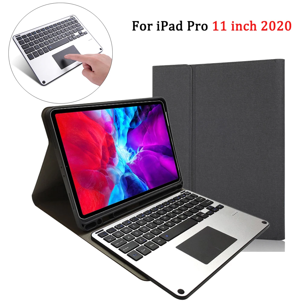 

For iPad Pro 11 Case 2020 Touchpad Keyboard with Pencil Holder Metal Panel Tablet Detachable Bluetooth USA Keyboard Case
