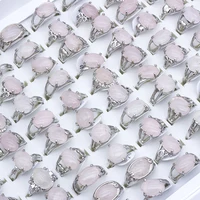 Vintage Natural Rose Pink Quartz Ring for Women Geometric Crystal Engagement Rings Set Female Gift Fine Jewelry 25Pcs/lot 1