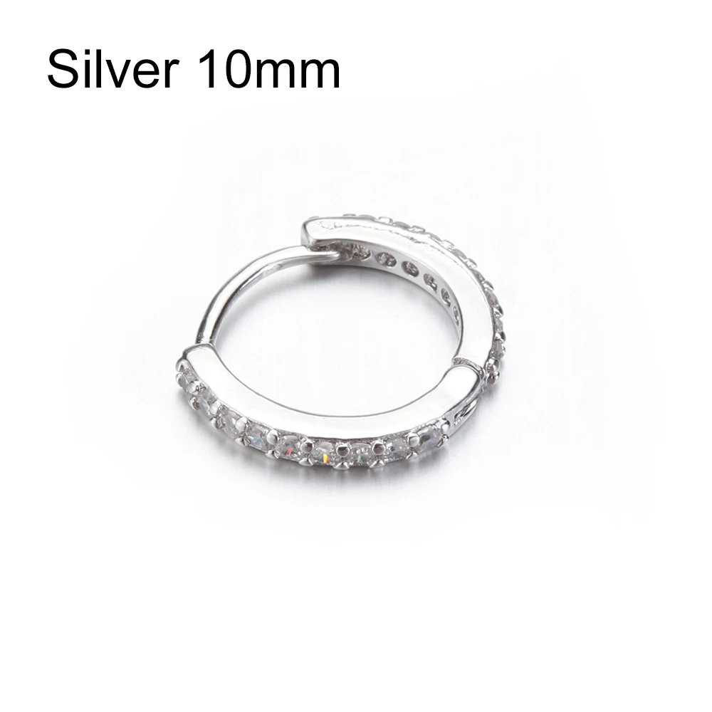 Silver 10mm 1 предмет; Новинка; в стиле «панк» спиральный для хряща серьги козелок Daith раковины уютно Huggie Hoop кольцо для носа и уха ювелирные изделия для пирсинга 6/8/10 мм - Окраска металла: Silver 10mm