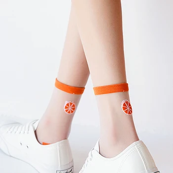 

Fashion Women Socks Summer Cute Fruit Avocado Thin Socks Ladies Girls Harajuku Streetwear Mesh Transparent Socks 2020 Trendy