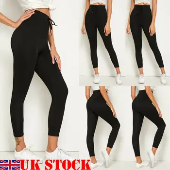 

Women Casual Solid Drawstring Waist Leggings Winter Hight Waist Pants Thick Warm Thermal Stretchy Legging