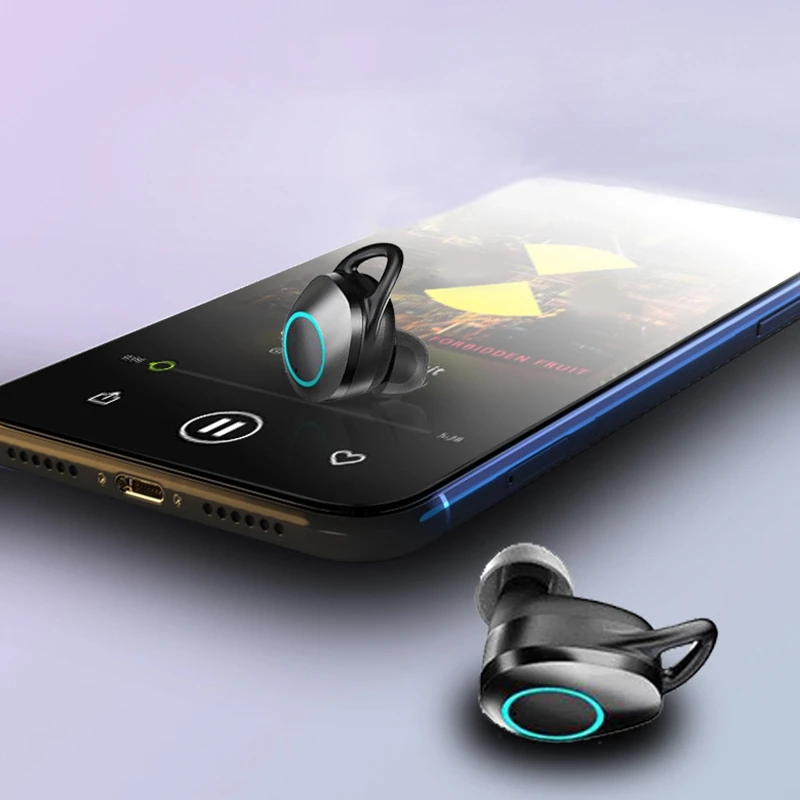 Wireless Earphones Bluetooth 5 0 Headphones Digital ligence Led Display Built In Mic With Flashlight