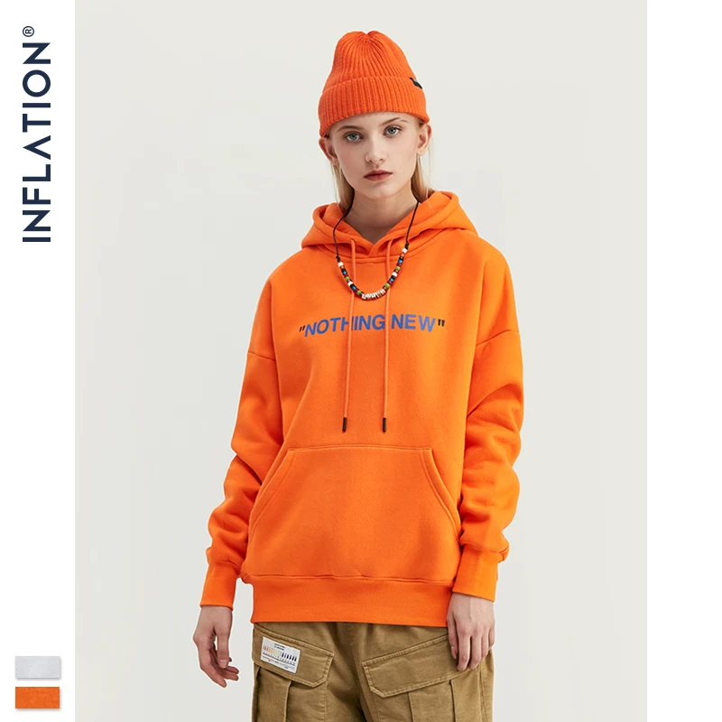 INFLATION ''NOTHING NEW'' флисовые толстовки F/W Повседневная Толстовка Унисекс с простым принтом уличная мужская толстовка с капюшоном в стиле «хип-хоп» 529W17