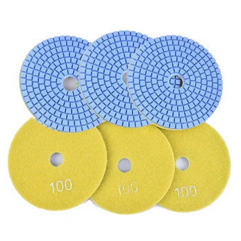 

6pcs 4"/100mm Grit #100 Diamond Resin Bond Dry Polishing Pad Granite Stone