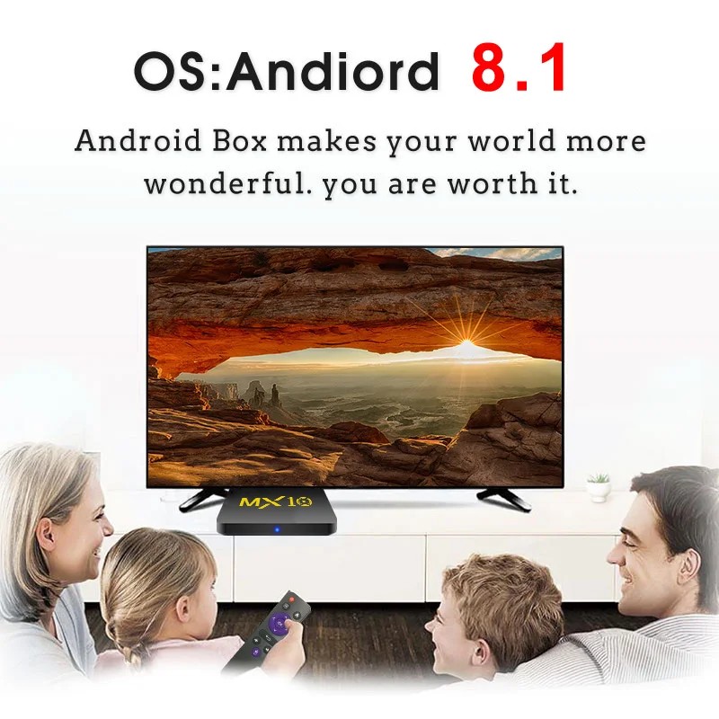 MX10 Smart tv BOX Android 9,0 Rockchip RK3328 DDR4 4 ГБ ОЗУ 64 Гб ПЗУ IP tv Smart телеприставка 4K USB 3,0 HDR H.265 медиаплеер