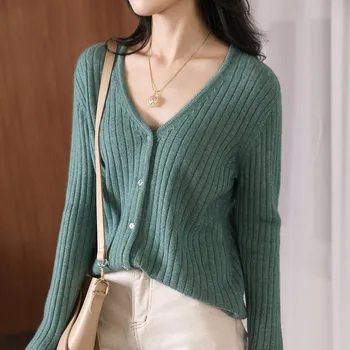 

Spring 2020 Cardigan Women's Jacket Knit Single Breasted Sweater Loose Korean Lazy Wind V-Neck Shirt Solid Color Hot new product
