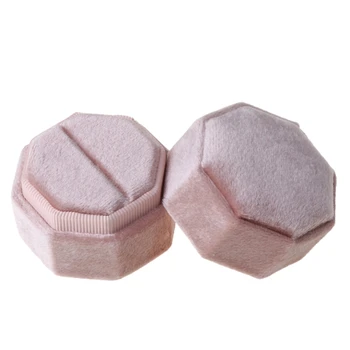 

Velvet Single Ring Box Octagon Wedding Ceremony Ring Box with Detachable Lid