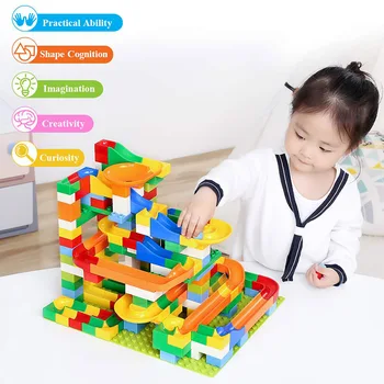 

74PCS Small Size Marble Run Building Blocks DIY Bricks Compatible Toys For Kids Blocks Xmas Gifts Best Playmate