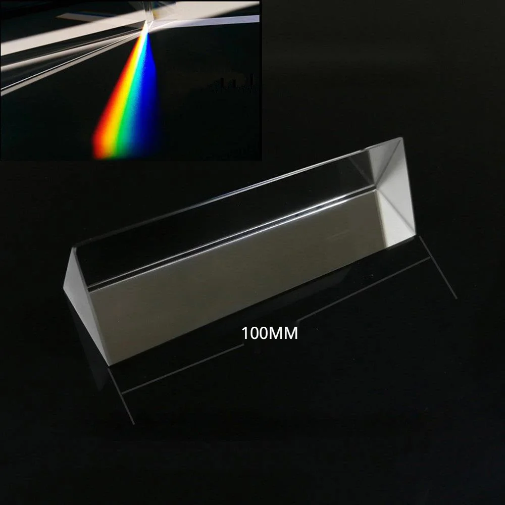 30x30x100mm Triangular Prism BK7 Optical Prisms Glass Physics Teaching Refracted Light Spectrum Rainbow Science Experiment Toys