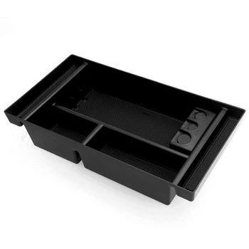 

Car Center Console Organizer Tray Case w/ Coin Box & Slot Mat Black fit for Chevy Silverado GMC Sierra 1500 2500