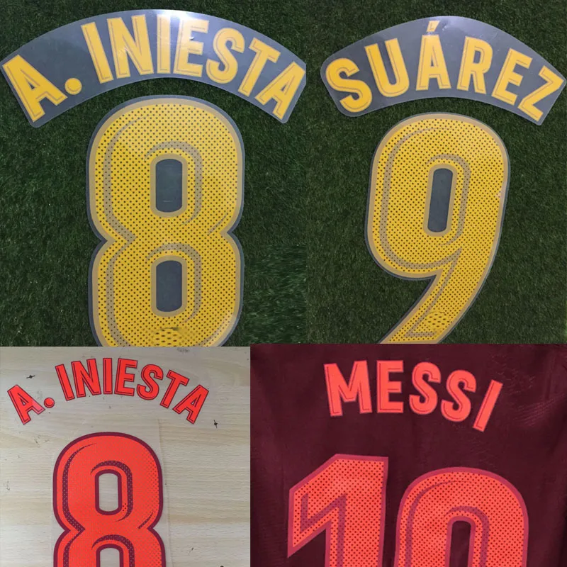 10 Messi Nameset Suarez Iniesta Nameset проигрыватель версия Флокирование дома и 3-я футбольная нашивка