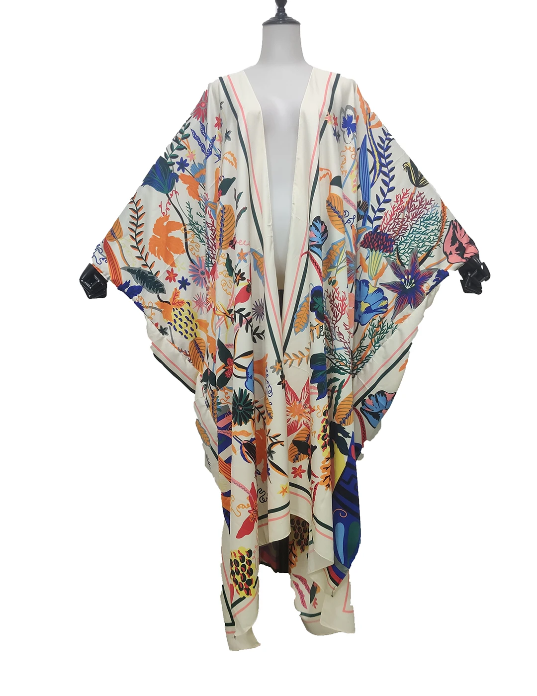 Plus Size America Summer Floral Swimwear Silk Kimono For Lady Traditional Kuwait Beach Party Caftan Abaya Muslim Women Clothes new women s maternity one piece swimsuit 2023 black solid swimwear summer pregnant strap bathing suit premama beach party bather