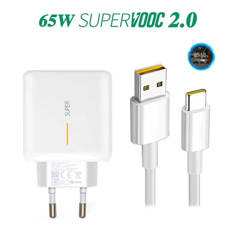 65W Supervooc 2 0 быстро Зарядное устройство для OPPO Find X2 Pro Рино 5 5G 3 4 Ace X20 Realme X50 RX17 1 м Тип-C