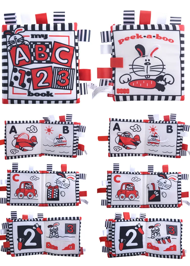 Preto e Branco Meses Bebê Pano Livro Brinquedo Crianças Infantil Mar Animais Aprendizagem Precoce Brinquedos Educativos Presente 0-12 10 Computers & Electronics