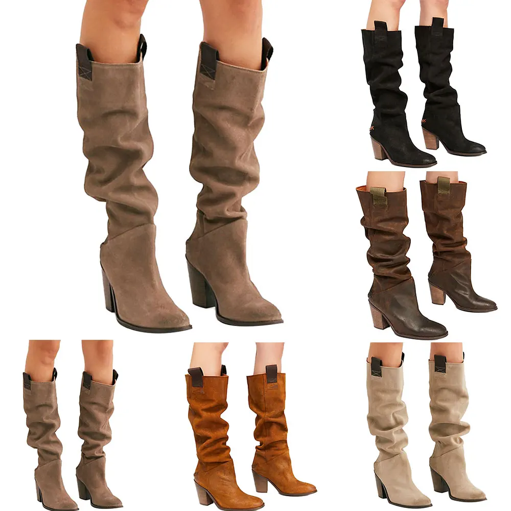 Vertvie mujeres MEDIADOS DE becerro botas de tacón cuadrado botas de mujer  de moda de tacón alto Vintage botas de invierno zapatos de las mujeres  streetwear|Botas a media pantorrilla| - AliExpress
