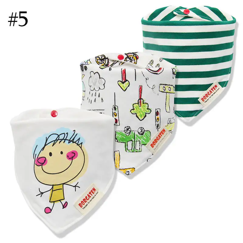 style 5 3 шт./лот, хлопок, детские нагрудники, бандана, много, Para Bebe, слюнявчик для младенцев, полотенце для мальчиков и девочек, треугольный шарф - Цвет: style 5