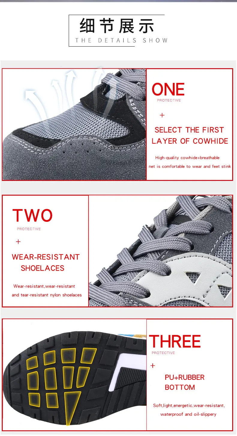 Hohner Safety Protection Shoes Man Anti Smash Resistant Anti Slip Work indestructible Boots Manufacturers Construction Security